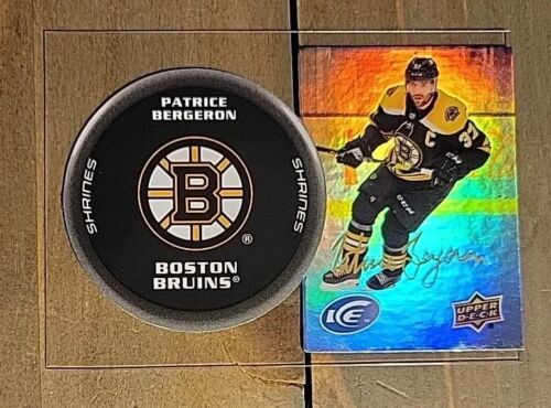 2021-22 UD ICE Shrines Patrice Bergeron Acetate Facsimile Auto #15 Boston Bruins - Picture 1 of 3