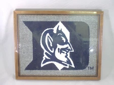 DUKE BLUE DEVILS Offically Licensed NCAA Framed Painted Burlap Carpet  12" x 15"