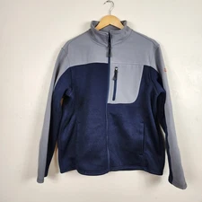 Swiss Tech Men's Soft Shell Jacket Medium Gray Navy Blue Colorblock Fleece Lined