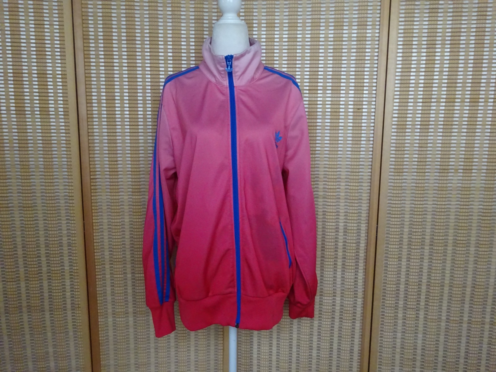 Pink and blue ombre Adidas Firebird zip up women's track jacket size XL