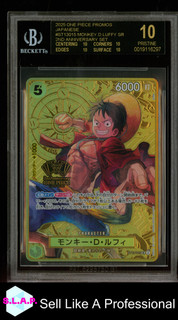 MONKEY D. LUFFY ONE PIECE ST13 015 2025 2ND ANN. SET JPN BLACK LABEL BGS 10