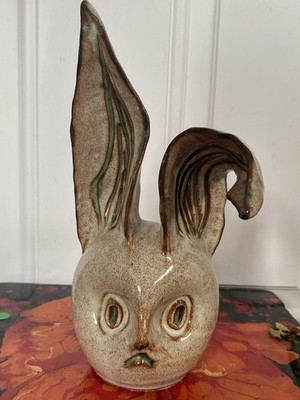 Vintage Marc Folkestone Studio Keramik Kaninchenkopf Spardose - 23 cm Suffolk