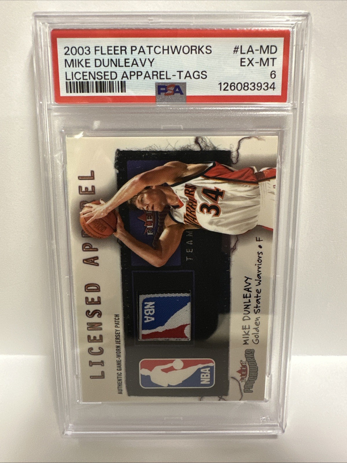 Mike Dunleavy 2003 Fleer Patchworks Licensed Apparel Logoman /10 Tags PSA 6