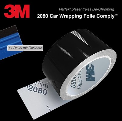  2,99/m 3M 2080, G12, 10m x 5cm, Zierleisten Folie Schwarz Glanz Chrome Delete