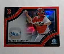 2015 15 Topps Bowman Chrome Blake Swihart Red Sox RC Red Refractor Auto 3/5