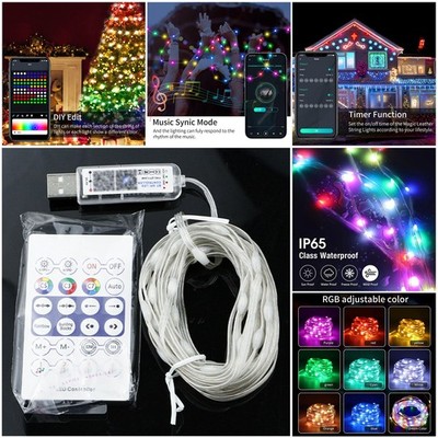 5M-50M Smart Rainbow Permanent Outdoor LED Light USB Bluetooth APP Control Kit