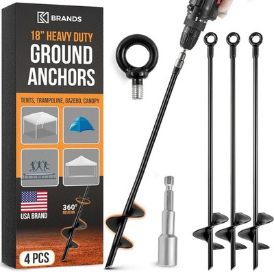 K-Brands Ground Anchors Screw-in - Heavy Duty for High Winds -Ground Stakes -