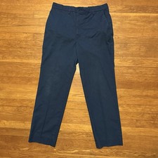 VTG Durable Press Navy Blue Work Pants Trousers 80s Men's Sz 35 RN 15220 USA