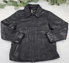 Eddie Bauer Women's Black Soft Leather Jacket Stine Size M Riding