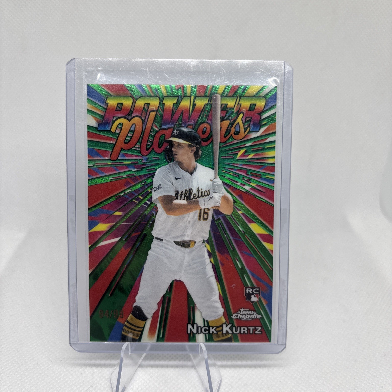 2025 Topps Chrome Update Nick Kurtz (RC) Power Players Green /99! Color Match!