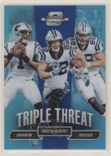2018 Contenders Optic Triple Threat Blue Prizm 13/25 Cam Newton Greg Olsen e5r