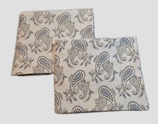 Set of 2 Blue, Gold, Cream Paisley Print Flannel Pillowcases 20 X 31.5 Standard/