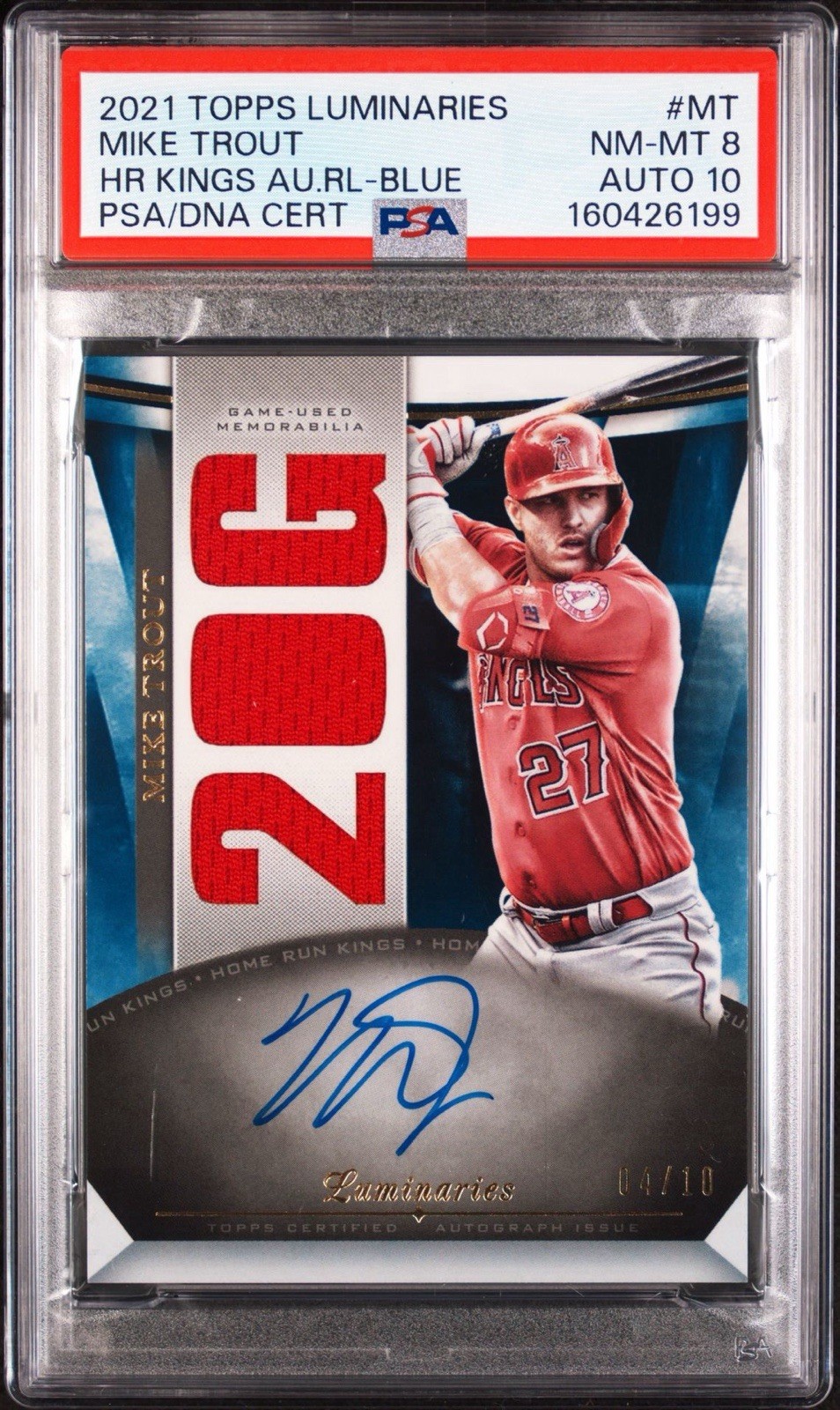 2021 Topps /10 Mike Trout Auto 10 PSA view 1