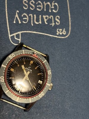 ENICAR Sherpa Divette Men Automatic Black Dial Watch Divers model Rare Vintage J