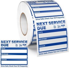 500 PCS Oil Change Stickers Vinyl 2 Inches Clear Next Service Due Color: Blue
