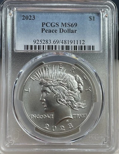2023 $1 SILVER PEACE DOLLAR PCGS MS69 CLASSIC BLUE LABEL 1112