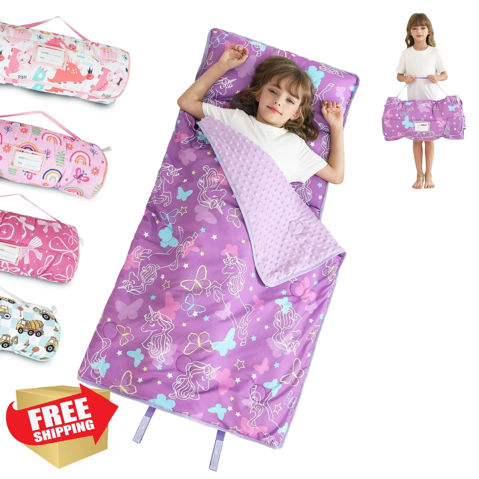 lasoftan Toddler Nap Mat Purple Unicorn
