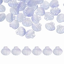 50 Pcs Glass Crystal Bead, Scallop Shape Beads for Jewelry Making, Light Purple
