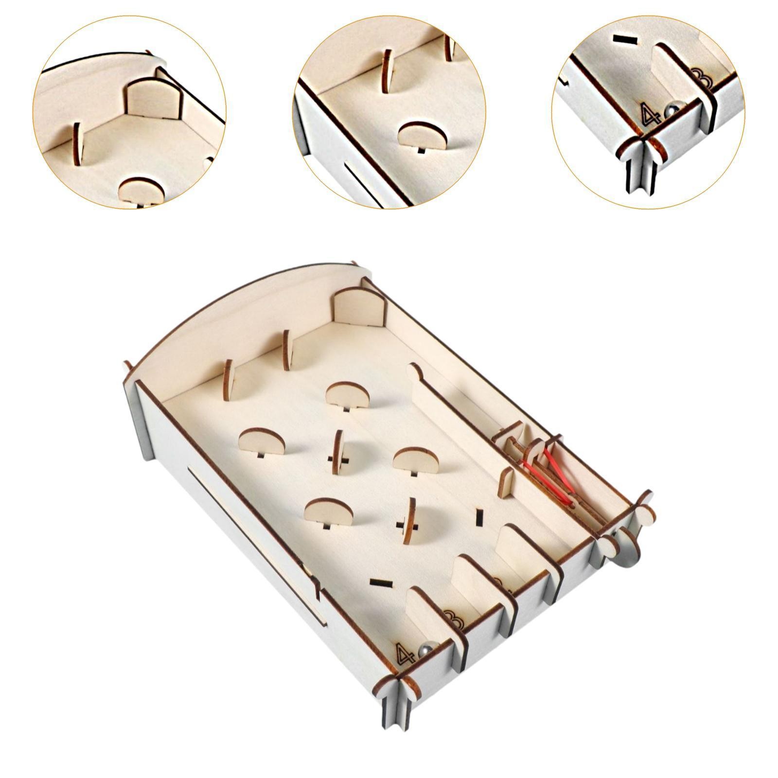 Miniature Pinball Machine DIY Wooden Children Self Assembly 3D Wooden Puzzle