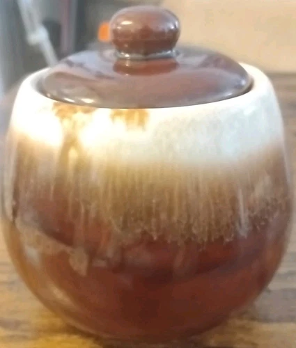 McCoy Pottery Brown Drip Glaze Sugar Bowl With Lid USA Vintage MCP 7020