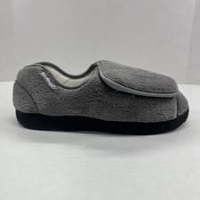 FootSmart Slippers 9 Wide Gray Fleece Adjustable Diabetic Medical Therapeutical
