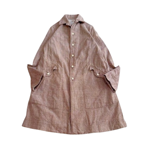 45R / 45rpm Cotton Tweed Soutien Collar Coat Used good condition From Japan