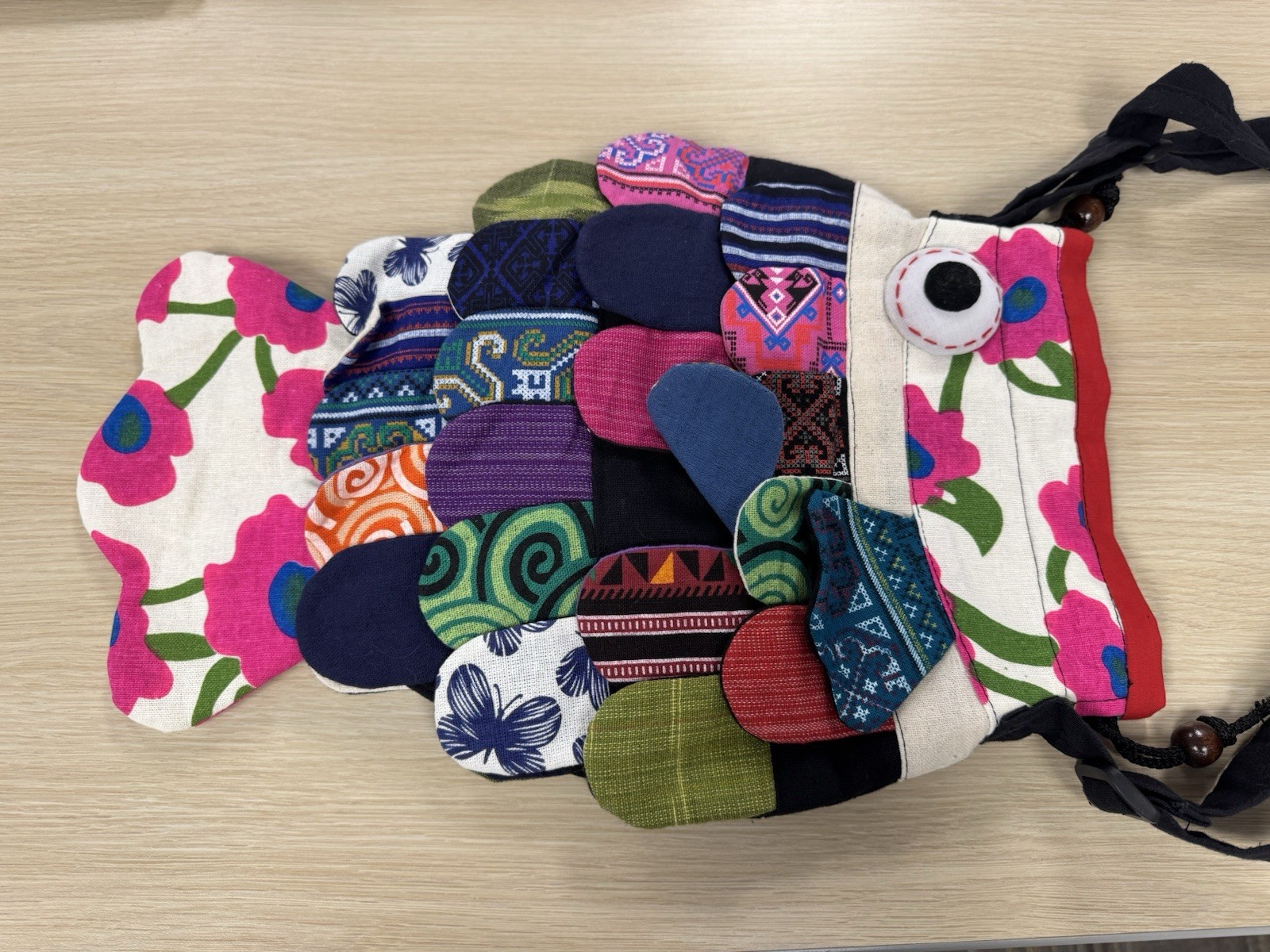 Fish Koi Multicolor Drawstring Purse Crossbody Ba… - image 3