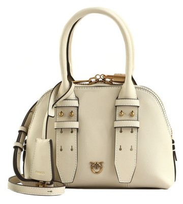 PINKO Bowling Bag Zip Mini Vitello M Handtasche White + White + Antique Gold Neu