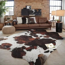 Cowhide Rug 8x10 FT Faux Cow Print Rugs Large Non-Slip Cow Hide Area Carpet A...