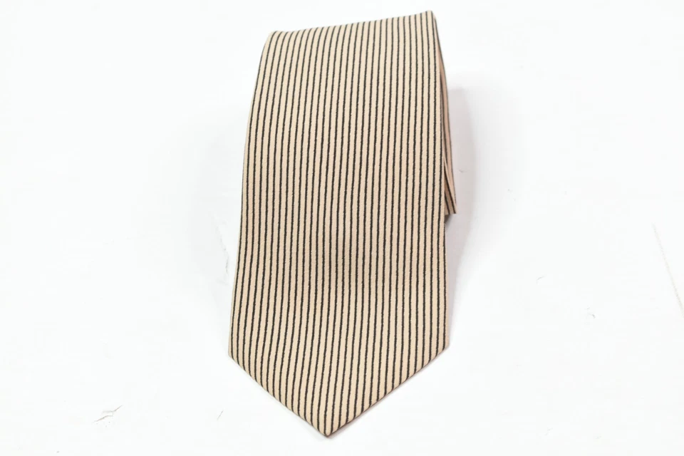 Corbata de Colección Stefano Ricci para Hombre Beige Negro Rayas 100% Seda Hecha en Italia Foto 3 de 4