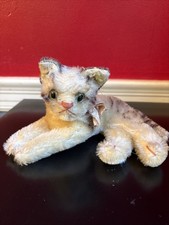 Steiff Fiffy Tabby Cat Lying 1950s Mohair Plu...