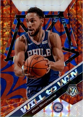 2019-20 Panini Mosaic Will to Win Mosaic Blue Reactive #15 Ben Simmons /99 - BSK