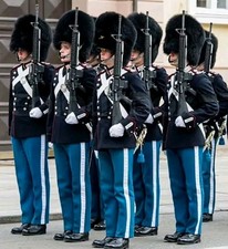 NEU Exklusive Holzfigur KAY BOJESEN Soldat blau, Fahnenträger, Gardist, Dänemark