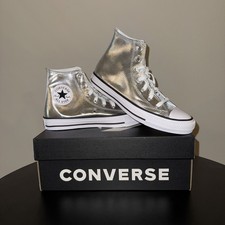 Converse Chuck Taylor All Star Metallic Silver Adult Sneakers M7W9