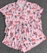 Way to Celebrate! Women's Patriotic Cowgirl Size 2XL 2-Piece Pink Shorty Pajamas