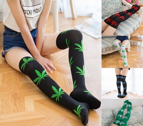 Sexy Women Stockings Weed Knee Socks 