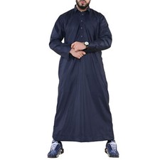 Mens Blue Thobe Jubba SAUDI Ramadan EID Islamic Kaftan Kaudara Arabic Jubbah