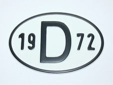 D-Schild 1972 Alu geprägt für VW Käfer Karmann Ghia Bus T2 Oldtimer NEU