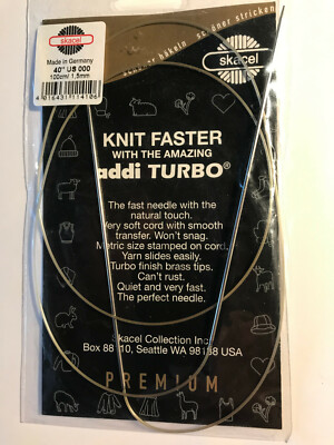 addi Turbo  Circular Knitting Needles Skacel USA US 000 (1.5mm), 40 inch (100cm)