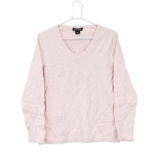 DKNY Jeans Women's Rhinestone Embellished Sweater, Pink XS 