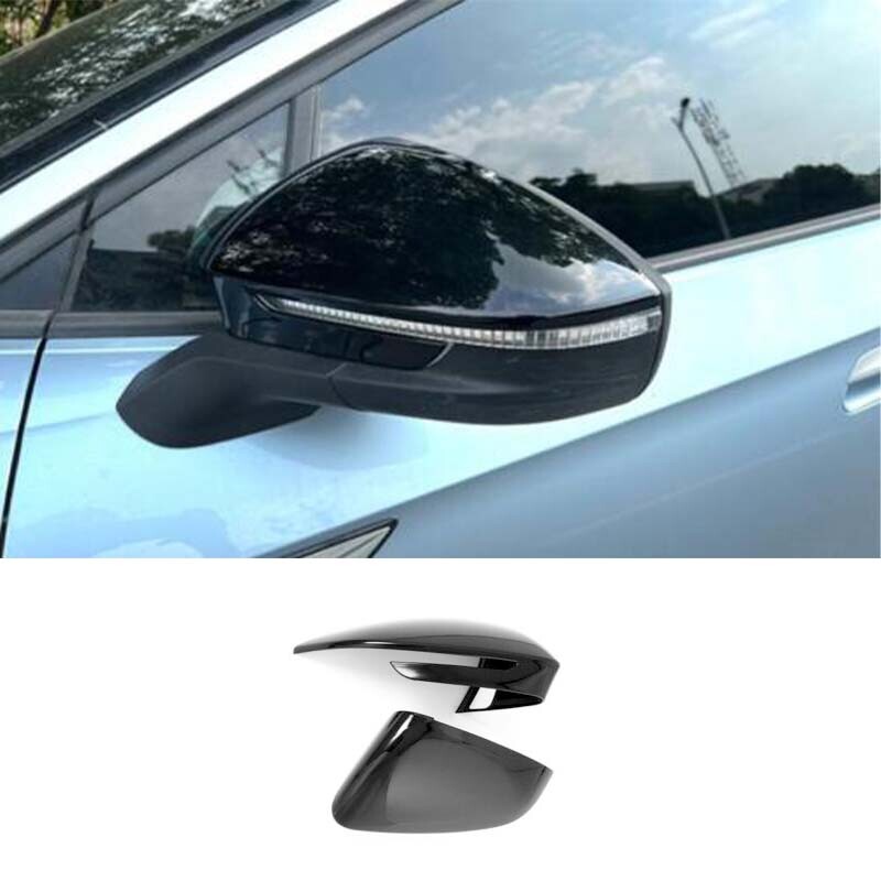2PCS Bright Black Exterior Rear View Mirror Cover Trim Fit For VW ID.4 2021-2023