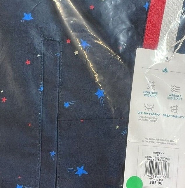 Lady Hagen Contrast Trim Golf Skort/Shorts Wrinkle Resistant Navy Star Print