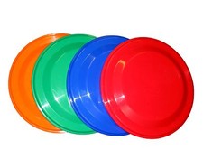4 Flyers 1 each Orange Green Blue Red 9 1/4" Diameter Made in America Lead Free
