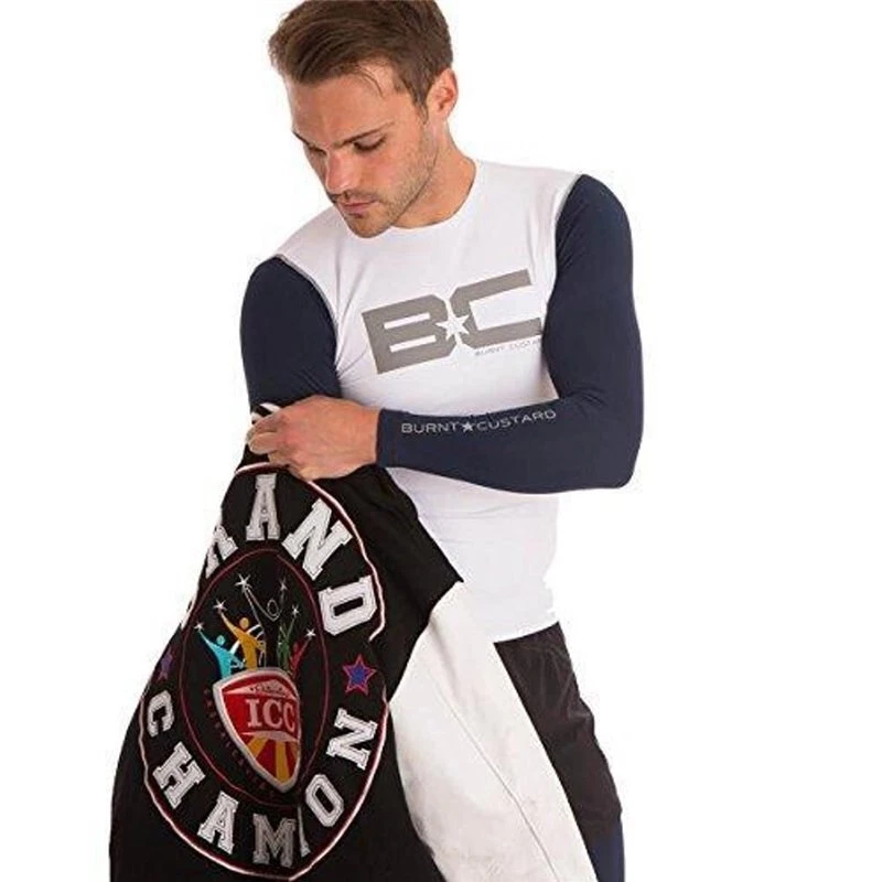 Burnt Custard Mens High Contrast Base Layer Top, White/Navy, X-Large - Image 2 of 3