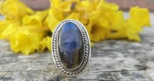 Natural Blue Labradorite Ring,Statement Ring,925Sterling Silver,All Sizes 3 to14