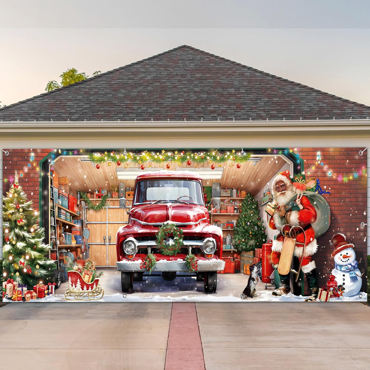 Christmas Garage Door Banners Christmas Garage Door Backdrop Decor for Xmas