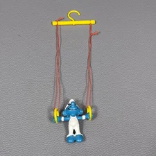 The Smurfs Rings Gymnast Super Smurf Figure 40510 Yellow Bar Vintage 80s