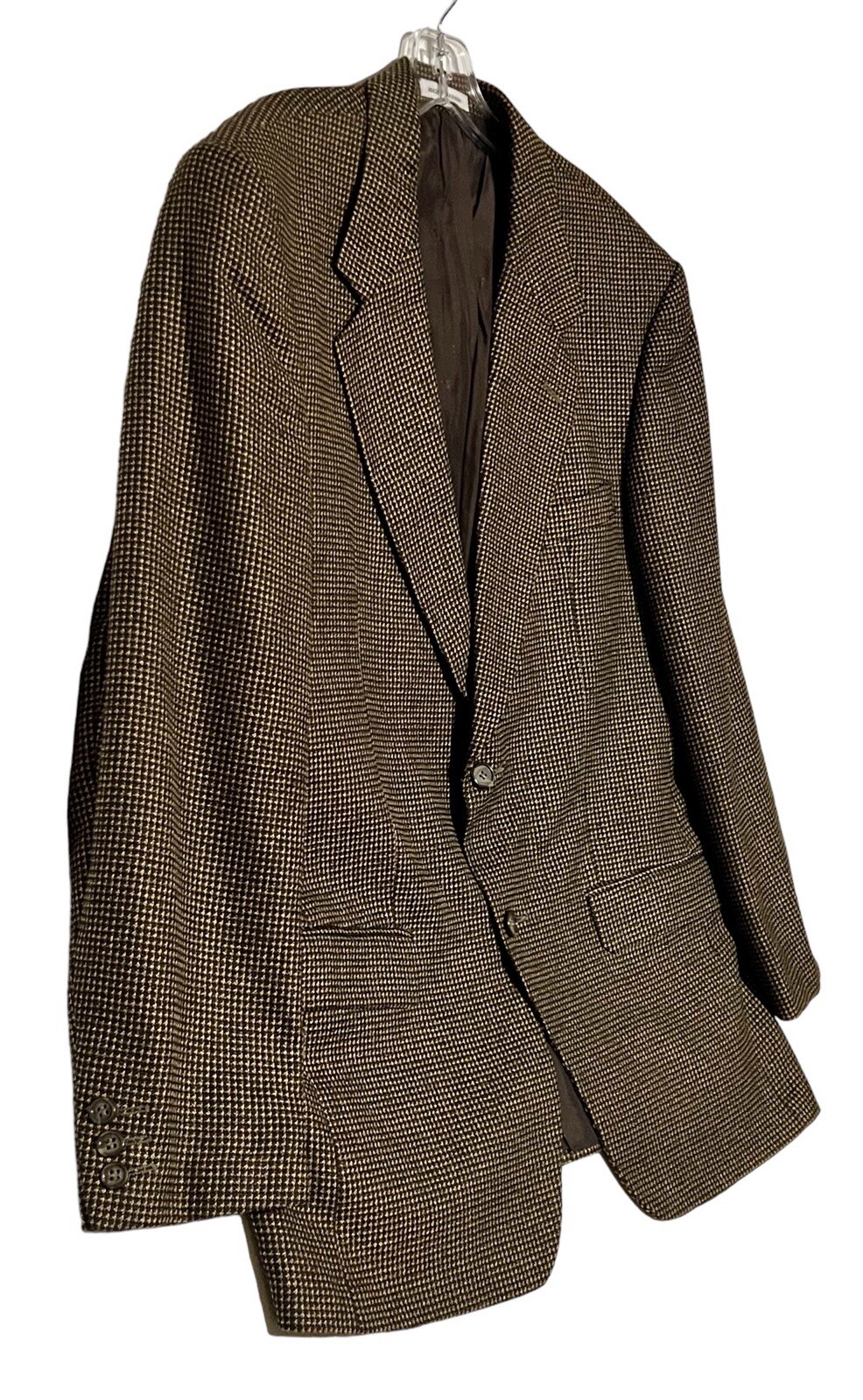 Cappotto sportivo YSL Yves Saint Laurent da uomo tuta blazer marrone oro a quadretti taglia 44R