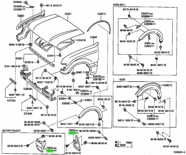 TOYOTA LAND CRUISER 80 Mudguard Front Fender LH Genuine JDM 76604