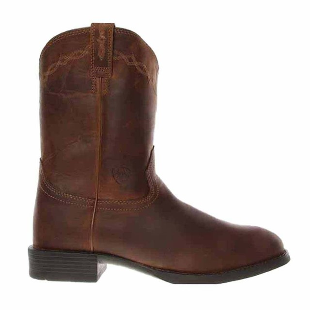 heritage roper western boot distressed brown